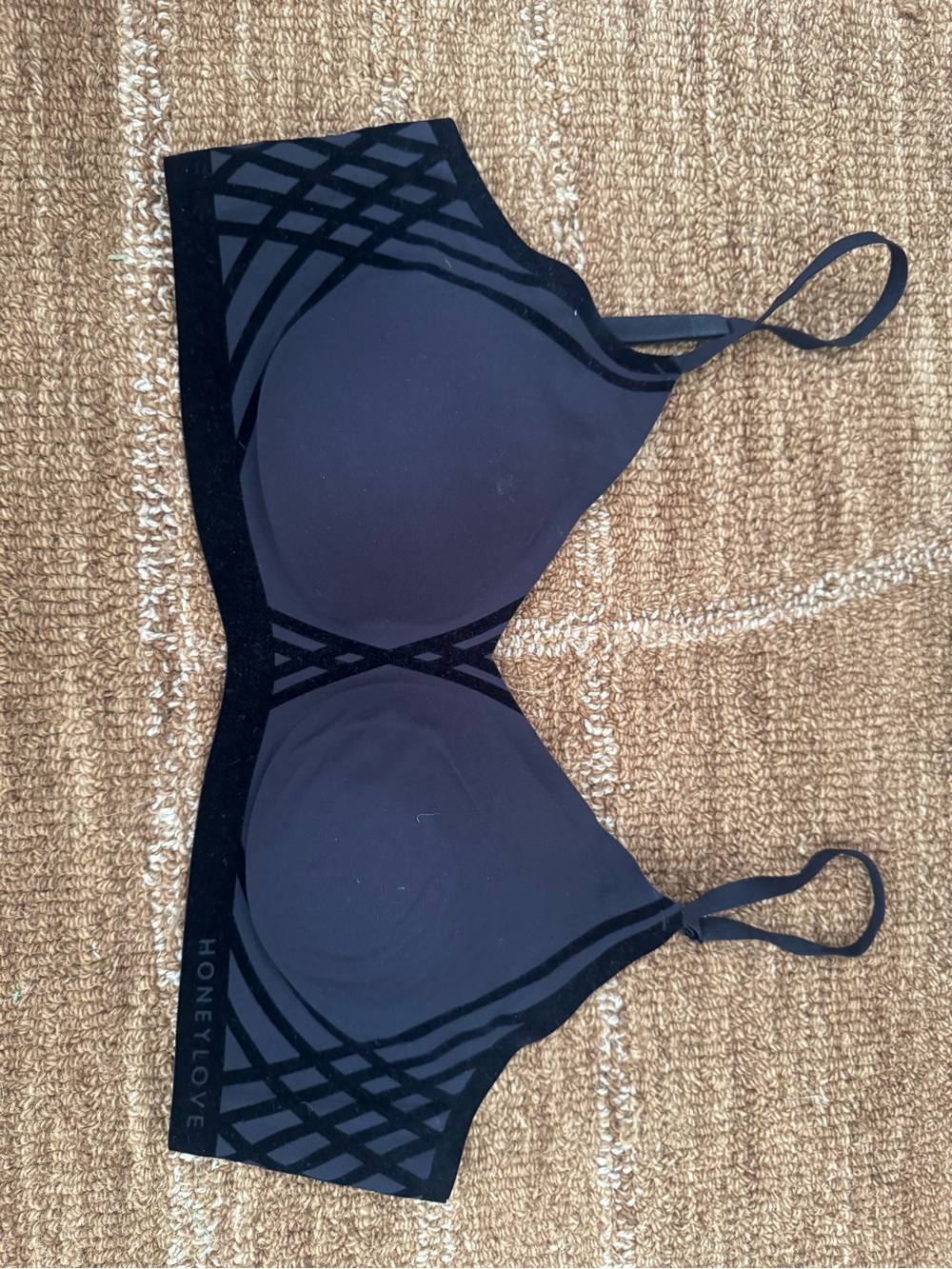 Honeylove Black Wireless Support Bra with Graphic Trim